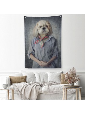 Köpek Kafalı Insan Duvar Örtüsü - HALISI-4998