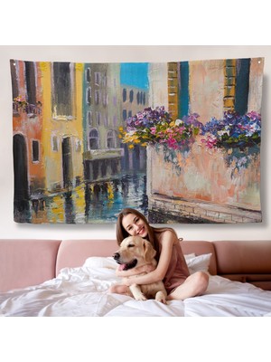 Italya Venedik Kanal Yağlıboya Duvar ÖRTÜSÜ-7114