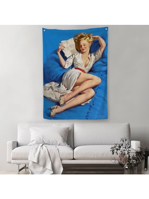 Gil Elvgren Pin-Up Aşk Mektubu Duvar ÖRTÜSÜ-HALISI-6449