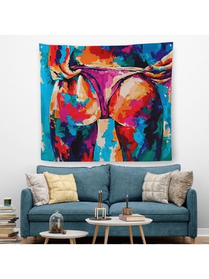 Renkli Yağlıboya Kadın Poposu Duvar ÖRTÜSÜ-HALISI-5871