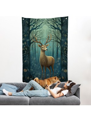 Suluboya Geyik Duvar ÖRTÜSÜ-7524