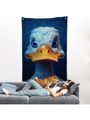 Mavi Gözlü Sevimli Ördek Duvar ÖRTÜSÜ-7931