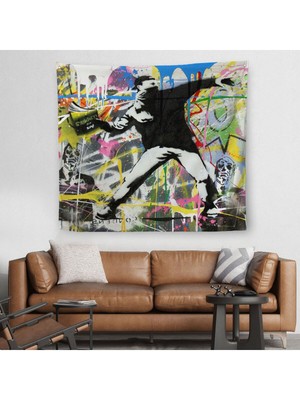 Fırlatma Çiçekleri Sokak Sanatı Duvar Örtüsü Halısı Renkli Çiçek Bombacısı Anarşi Graffiti 5342