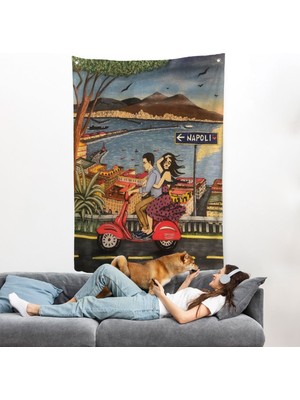 Napoli De Motorlu Aşıklar Duvar ÖRTÜSÜ-7894