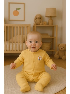 Kız Bebek Çiçek Desenli Pamuklu Tulum Uzun Kollu Kendinden Patikli