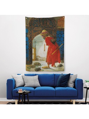 Osman Hamdi Bey'in Kaplunbağa Terbiyecisi Isimli Eseri Duvar Örtüsü - HALISI-5129