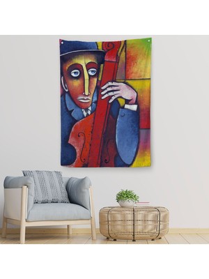 Çello Çalan Adam Duvar ÖRTÜSÜ-HALISI-6426