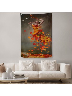 Yaprak Elbiseli Kadın Duvar Örtüsü - HALISI-6272