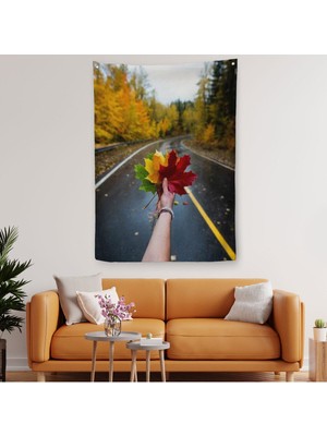 Sonbaharın Renkli Yaprakları ve Yol Manzarası Duvar Örtüsü - HALISI-6089