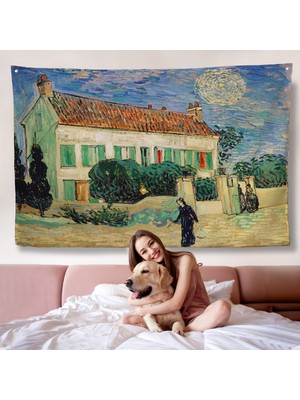 Vincent Van Gogh - Geceleyin Beyaz Ev Duvar Örtüsü - White House At NIGHT-7173