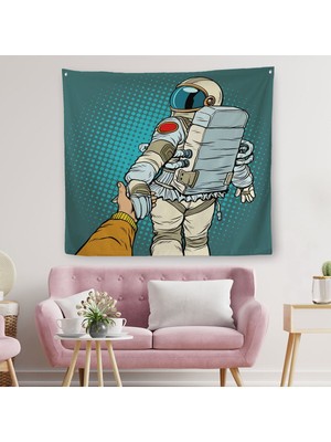 Uzaya Giden Astronot Kanvas Duvar ÖRTÜSÜ-HALISI-5073