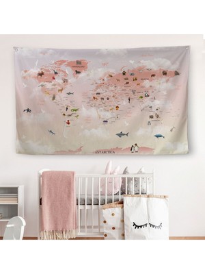 Dünya Atlası Çocuk ve Bebek Odası Duvar Örtüsü-Halısı 3799