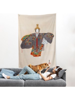 Kamisaka Sekka - Japon Kadın Duvar ÖRTÜSÜ-8046