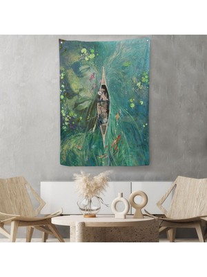 Lilyumların Altında Kano ile Gezen Duvar Örtüsü - HALISI-6163