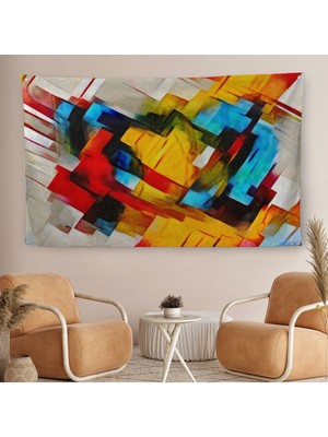 Duvar Örtüsü Soyut Yağlıboya Görünümlü Kaliteli Kanvas Duvar HALISI-3999