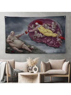  / tanrının eli temalı dönemin kapitalizmini vurgulayan kanvas duvar örtüsü-halısı-5090