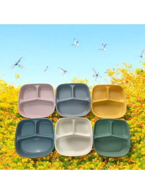 3 Bölmeli Kahvaltı Tabağı Plastik Piknik Kamp Çerez Yemek Servis Tabağı 21,5X23X3,5CM