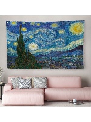 Vincent Van Gogh, Yıldızlı Gece Kanvas Duvar ÖRTÜSÜ-HALISI-5165