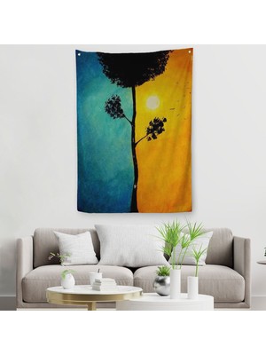 Gece Gündüz Sürreal Duvar ÖRTÜSÜ-HALISI-6357