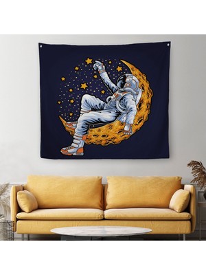 Ayda Dinlenen Astronot Kanvas Duvar ÖRTÜSÜ-HALISI-5099
