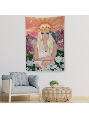 Güneş Saçan Güzel Kadın Duvar ÖRTÜSÜ-HALISI-6403