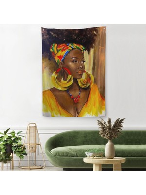 Afro Amerikalı Güzel Kadın Duvar ÖRTÜSÜ-HALISI-6371