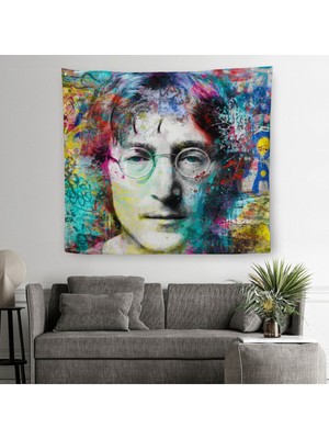 John Lennon Sokak Sanatı Kanvas Duvar Örtüsü-Halısı Street ART-5890