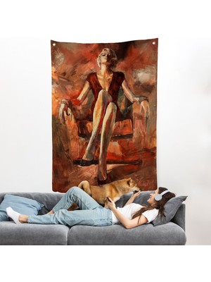 Koltukta Oturan  Kadın Duvar ÖRTÜSÜ-7887