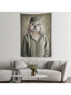 Köpek Kafalı Insan Duvar Örtüsü - HALISI-4994