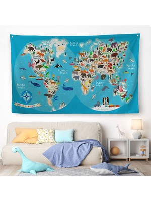 Mavi Eğitici Dünya Haritası Dünya Atlas 3806