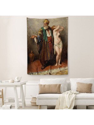 Çıplak Arap Cariyesi Dekoratif Duvar Örtüsü - HALISI-6136