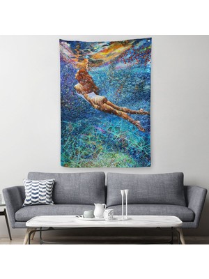 Su Altında Yüzen Kız Duvar ÖRTÜSÜ-HALISI-6334