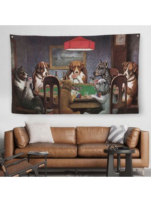 Cassius Marcellus Coolidge - Poker Oynayan Köpekler Eseri Kanvas Duvar ÖRTÜSÜ-HALISI-5170
