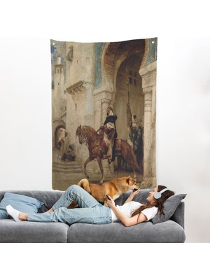 Henri Émilien Rousseau - Saraydan Ayrılan Süvari Duvar Örtüsü - Horseman Leaving À PALACE-7330