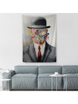 Rene Magritte Ünlü Resim “insanın Oğlu” Graffiti Pop Art Duvar Örtüsü - HALISI-6316
