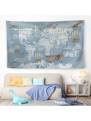 Dünya Atlası Çocuk ve Bebek Odası Duvar Örtüsü-Halısı 3822