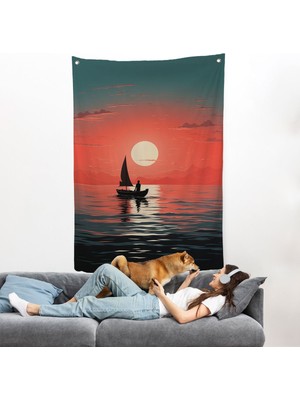 Okyanustaki Yelkenli Duvar ÖRTÜSÜ-7629