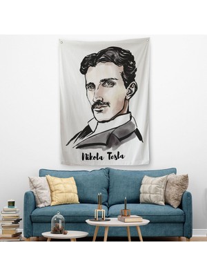 Nikola Tesla Dekoratif Duvar Örtüsü - Halısı- 5917
