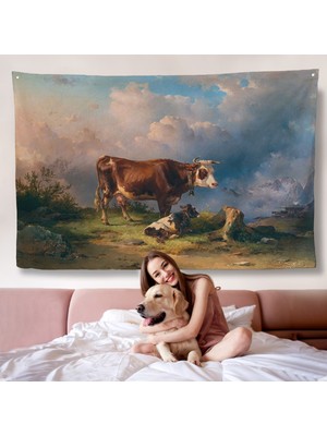 Alp Dağlarında Inek ve Danası Duvar ÖRTÜSÜ-7044