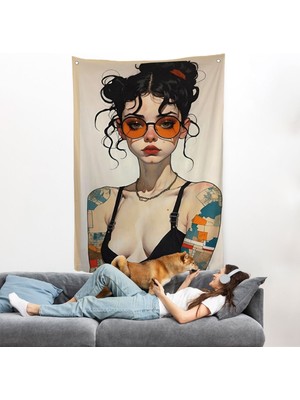 Dövmeli Güzel Kız Duvar ÖRTÜSÜ-7891