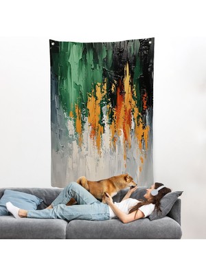 Yağlıboya Görünümlü Soyut Duvar ÖRTÜSÜ-7633