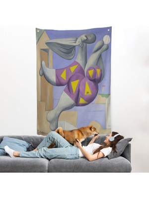 Pablo Picasso - Plaj Topu ile Yıkanıyor Duvar Örtüsü - Pablo Picasso Bather With BEACHBALL-8076