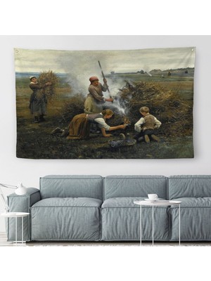 Ateş Yakmaya Çalışan Ukraynalı Köylüler Duvar ÖRTÜSÜ-HALISI-6538