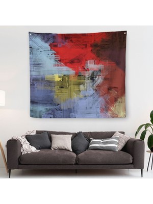 Çağdaş Desenli Soyut Kanvas Duvar ÖRTÜSÜ-HALISI-5906