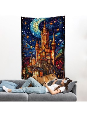 Modern Peri Masalı Kanaviçe Vitray Kale Duvar ÖRTÜSÜ-7983