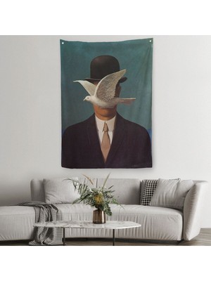 Rene Magritte Melon Şapkalı Adam Sürreal Duvar Örtüsü - HALISI-6210