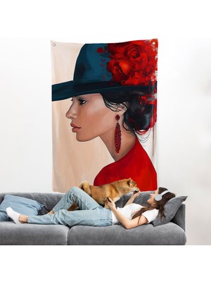 Güzel Retro Kadın Duvar ÖRTÜSÜ-7605