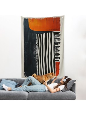 Yağlıboya Görünümlü Soyut Duvar ÖRTÜSÜ-7657