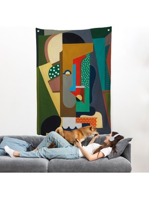 Auguste Herbin - Kübist Kompozisyon Duvar ÖRTÜSÜ-8097