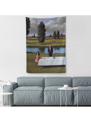 Nehir Kenarında Sevgilisini Bekleyen Kadın Duvar Örtüsü - HALISI-6258